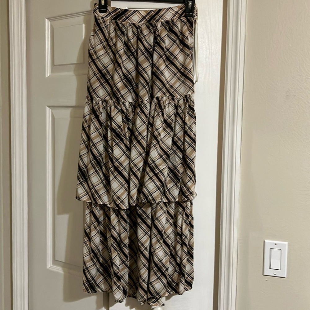 Auguste The Label L 4 Sloane Lise Maxi Skirt Plaid Tiered New